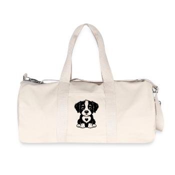 Cuddly puppy with a tender heart - Recycled Canvas Sports Bag by Stanley/Stella - natural - Front