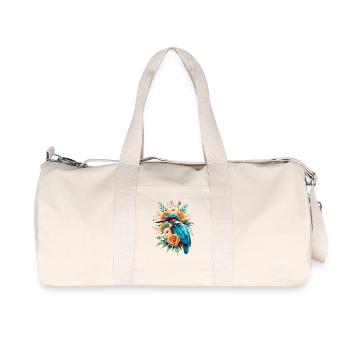 Königfischer im Blütenkranz - Recycelte Canvas-Sporttasche von Stanley/Stella - Naturweiß - Vorne