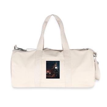 Night cat on motorcycle - Recycled Canvas Sports Bag by Stanley/Stella - natural - Front