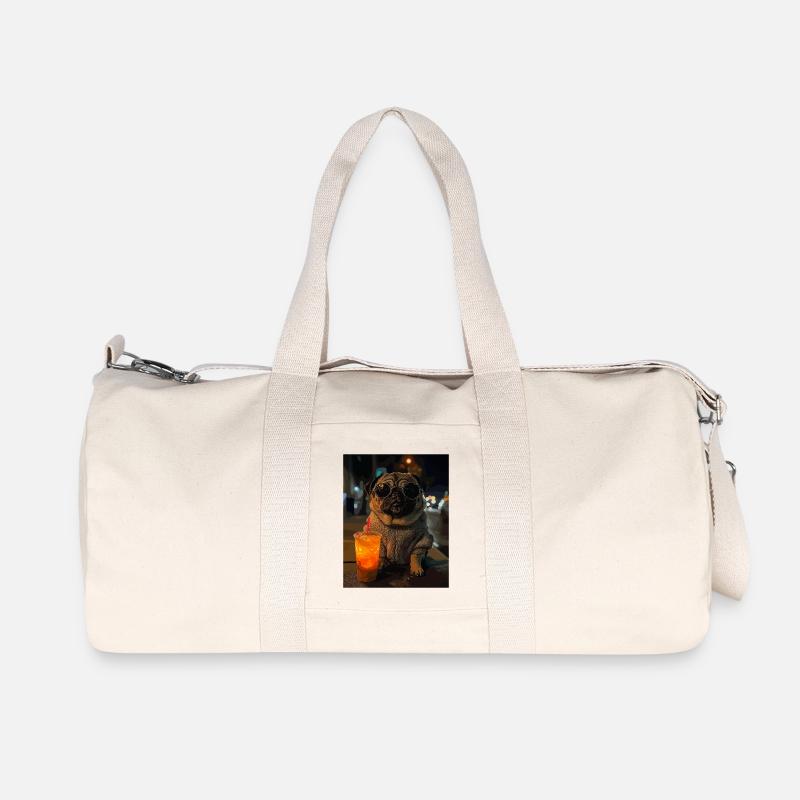 Mops mit Eisdrink - Recycelte Canvas-Sporttasche von Stanley/Stella - Naturweiß