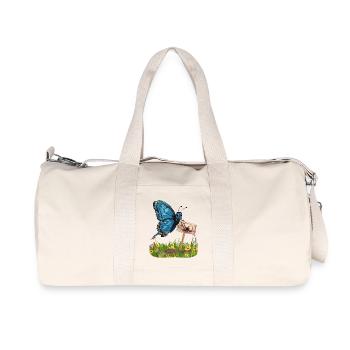 Butterfly with sign for more nature dare - Recycled Canvas Sports Bag by Stanley/Stella - natural - Front