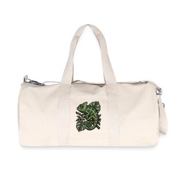 Chameleon im Blattreich - Recycelte Canvas-Sporttasche von Stanley/Stella - Naturweiß - Vorne