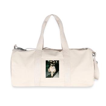 Capybara Drink Iced Coffee, Funny Capybara Photo - Recycled Canvas Sports Bag by Stanley/Stella - natural - Front