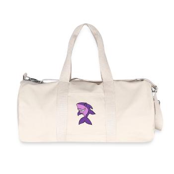 Lila Hai Cartoon-Grinsen - Recycelte Canvas-Sporttasche von Stanley/Stella - Naturweiß - Vorne