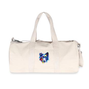 Belgische Schäferhund-Abstrakte farbenfrohe Hundekunst - Recycelte Canvas-Sporttasche von Stanley/Stella - Naturweiß - Vorne