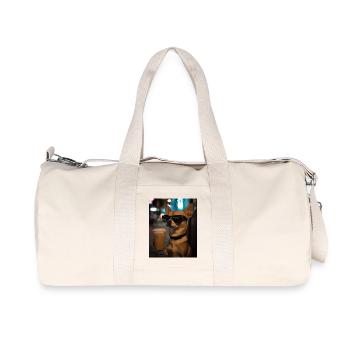 Café de nuit Chihuahua avec lunettes de soleil - Sac de sport en toile recyclée Stanley/Stella - blanc naturel - Devant