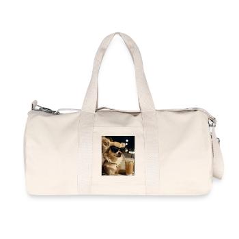 Sunglasses dog with iced coffee - Recycled Canvas Sports Bag by Stanley/Stella - natural - Front