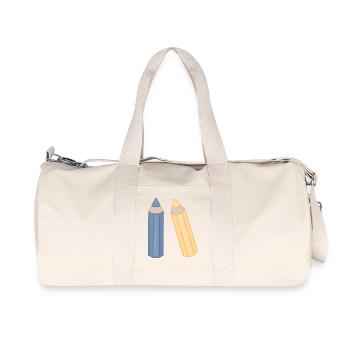 Pencil Duo Illustration Colored Pencils - Recycled Canvas Sports Bag by Stanley/Stella - natural - Front