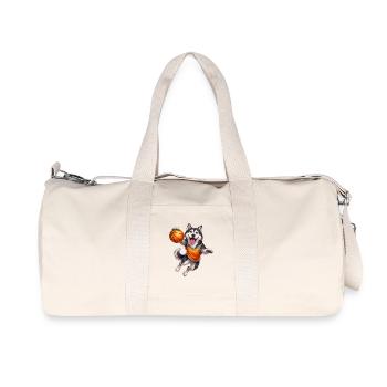 Husky Dog Basketball Player Sport Basketball - Recycled Canvas Sports Bag by Stanley/Stella - natural - Front