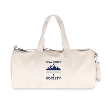 PEAK QUIET Bergsilhouette Motiv - Recycelte Canvas-Sporttasche von Stanley/Stella - Naturweiß - Vorne