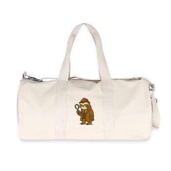 Detective bear with magnifying glass in comic style - Recycled Canvas Sports Bag by Stanley/Stella - natural - Front