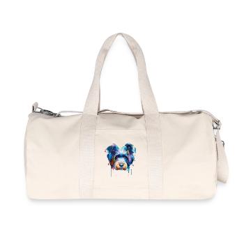 Vibrant Colourful Abstract Dog Portrait Art - Recycled Canvas Sports Bag by Stanley/Stella - natural - Front