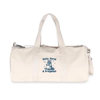 Raton laveur enceinte avec un ventre de grossesse - Sac de sport en toile recyclée Stanley/Stella - blanc naturel - Devant
