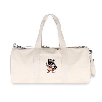 Dirndl raccoon with sunglasses - Recycled Canvas Sports Bag by Stanley/Stella - natural - Front
