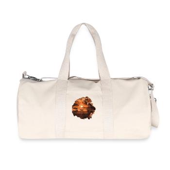 Lion Savannah Sunset Double Exposure Design - Recycled Canvas Sports Bag by Stanley/Stella - natural - Front