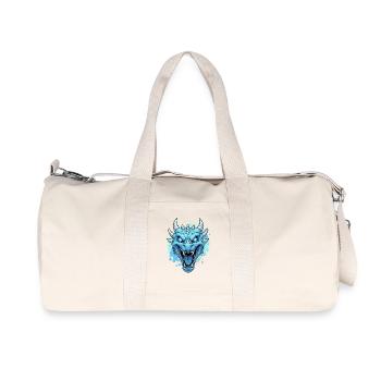 Look néon tête de dragon bleue - Sac de sport en toile recyclée Stanley/Stella - blanc naturel - Devant