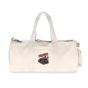 Ich werde nie zu alt sein, um mit Zügen zu spielen - Recycelte Canvas-Sporttasche von Stanley/Stella - Naturweiß - Vorne