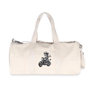 Giraffe on motorcycle with sunglasses - Recycled Canvas Sports Bag by Stanley/Stella - natural - Front