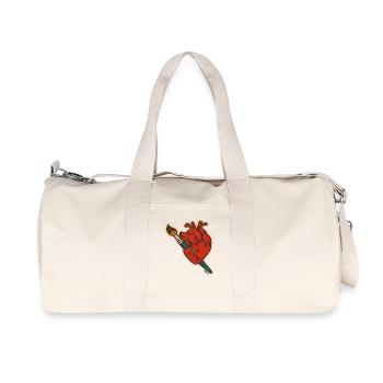Crimson Heart mit Pinselkunst - Recycelte Canvas-Sporttasche von Stanley/Stella - Naturweiß - Vorne