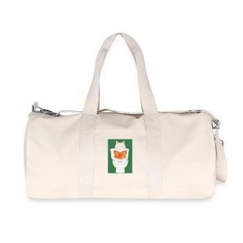 Kater liest Fluchtbuch auf Toilette - Recycelte Canvas-Sporttasche von Stanley/Stella - Naturweiß - Vorne