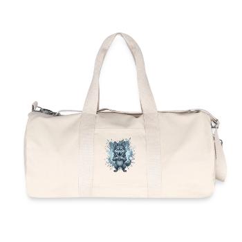 Blauer Wolf Cartoon mit Spritzhintergrund - Recycelte Canvas-Sporttasche von Stanley/Stella - Naturweiß - Vorne