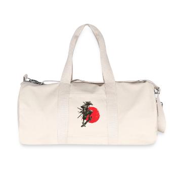 Silhouette eines Samurai-Skaters mit roter Sonne - Recycelte Canvas-Sporttasche von Stanley/Stella - Naturweiß - Vorne