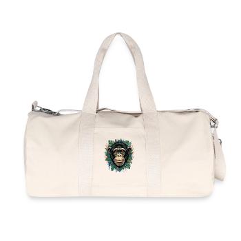 Monkey portrait in tropical green - Recycled Canvas Sports Bag by Stanley/Stella - natural - Front