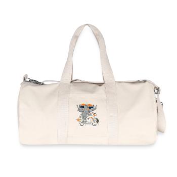 Elephant duo on motorcycle adventure - Recycled Canvas Sports Bag by Stanley/Stella - natural - Front