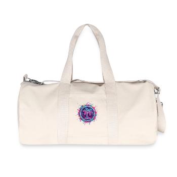 Neon palm tree in cyber circle - Recycled Canvas Sports Bag by Stanley/Stella - natural - Front