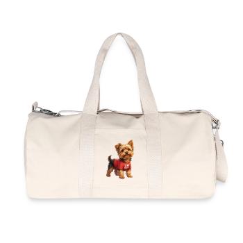 Yorkshire Terrier Heart Motif Mom - Recycled Canvas Sports Bag by Stanley/Stella - natural - Front