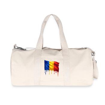 Tropfende Rumänien Flagge Kunst - Recycelte Canvas-Sporttasche von Stanley/Stella - Naturweiß - Vorne