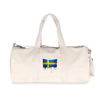 Sweden Flag Drop Art - Recycled Canvas Sports Bag by Stanley/Stella - natural - Front