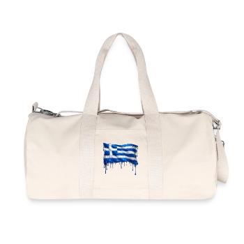 Griechische Flagge bunte Farbe - Recycelte Canvas-Sporttasche von Stanley/Stella - Naturweiß - Vorne