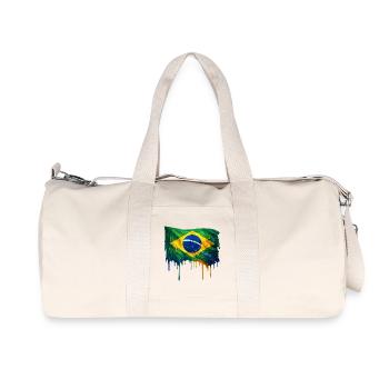Brasilien-Flagge in bunten Farben - Recycelte Canvas-Sporttasche von Stanley/Stella - Naturweiß - Vorne