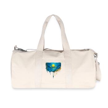 Kasachstan Flagge Tropfenkunst - Recycelte Canvas-Sporttasche von Stanley/Stella - Naturweiß - Vorne