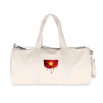 Vietnam Flaggenherz Tropfen - Recycelte Canvas-Sporttasche von Stanley/Stella - Naturweiß - Vorne