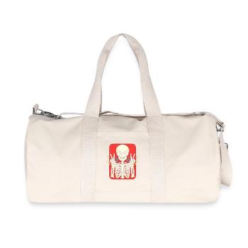 Skeleton Peace Sign on Red - Recycled Canvas Sports Bag by Stanley/Stella - natural - Front