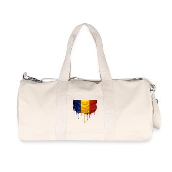 Romania Flag Drop Art - Recycled Canvas Sports Bag by Stanley/Stella - natural - Front