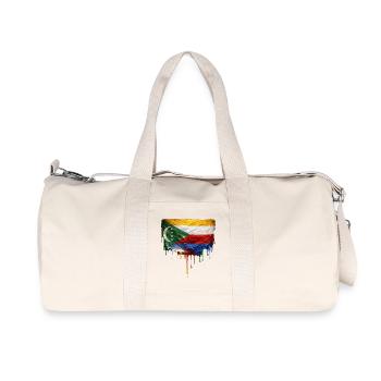 Comoros Flagge: Fließende Farben - Recycelte Canvas-Sporttasche von Stanley/Stella - Naturweiß - Vorne