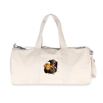 Amelia Earhart mit Sonnenbrille und Bier - Recycelte Canvas-Sporttasche von Stanley/Stella - Naturweiß - Vorne