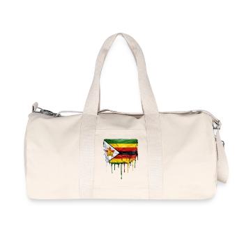 Zimbabwe flag with dripping paint - Recycled Canvas Sports Bag by Stanley/Stella - natural - Front