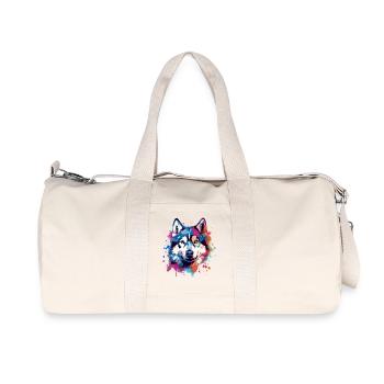Art coloré éclaboussuré de chien Husky - Sac de sport en toile recyclée Stanley/Stella - blanc naturel - Devant