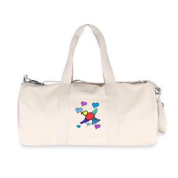 Printemps Enfant Enfant Oiseau au Cœur - Sac de sport en toile recyclée Stanley/Stella - blanc naturel - Devant