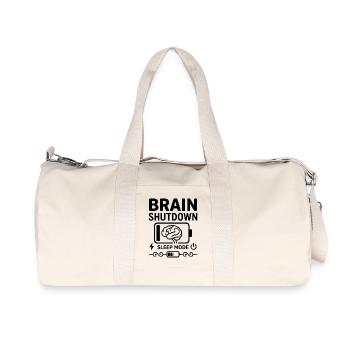 Brain Shutdown Sleep Mode Humor Battery Empty - Recycled Canvas Sports Bag by Stanley/Stella - natural - Front