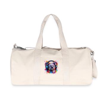 Kaleidoskop-Koala mit Kopfhörern - Recycelte Canvas-Sporttasche von Stanley/Stella - Naturweiß - Vorne