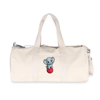 Elephant balancing on red ball - Recycled Canvas Sports Bag by Stanley/Stella - natural - Front