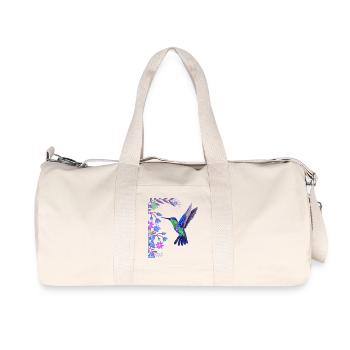 Hummingbird Bird Design with Botanical Flowers - Recycled Canvas Sports Bag by Stanley/Stella - natural - Front
