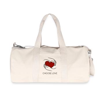 Red Heart Silhouette on Black Background - Recycled Canvas Sports Bag by Stanley/Stella - natural - Front