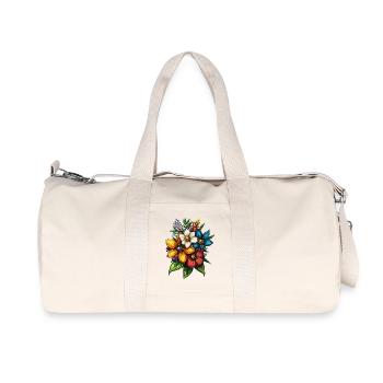 Blumenstrauß Farbexplosion - Recycelte Canvas-Sporttasche von Stanley/Stella - Naturweiß - Vorne