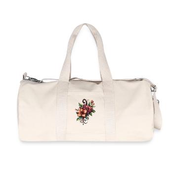 Floral splendour in a swirl of colour - Recycled Canvas Sports Bag by Stanley/Stella - natural - Front